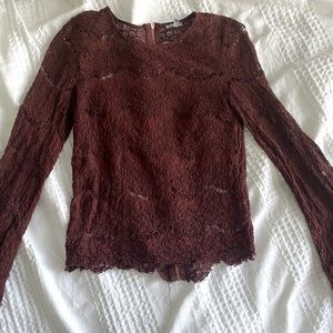 Maroon lace long sleeve shirt